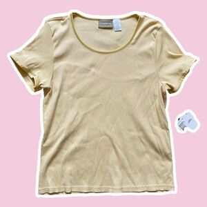 NWT ~ VTG ~ 1990s ~ Liz Claiborne ~ Pastel Yellow Ribbed Shirt ~ Size XL